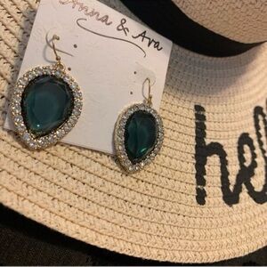 Anna & Ava Dark Green & Rhinestone Earrings